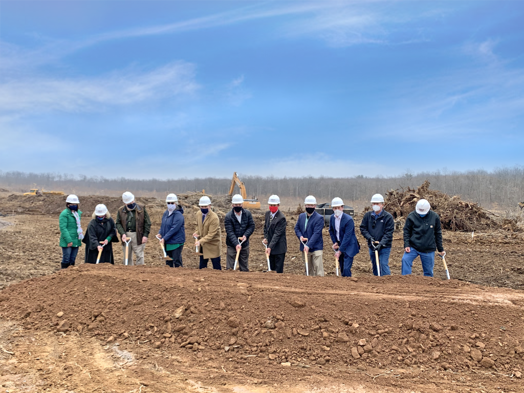 Township officials breaking ground at jobsite for Exeter Property Group in White Haven, PA