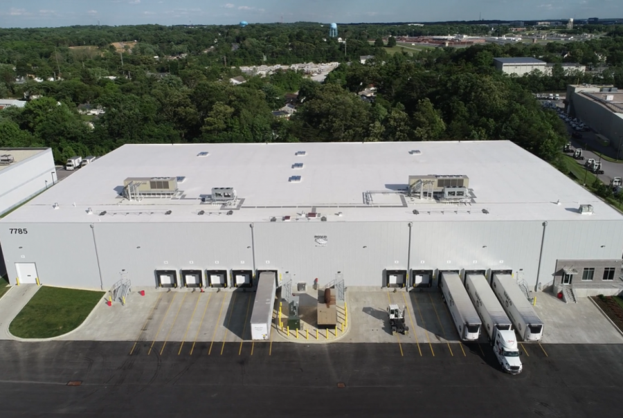 Aerial View of Industrial Complex - Aerial image of a large industrial warehouse complex.