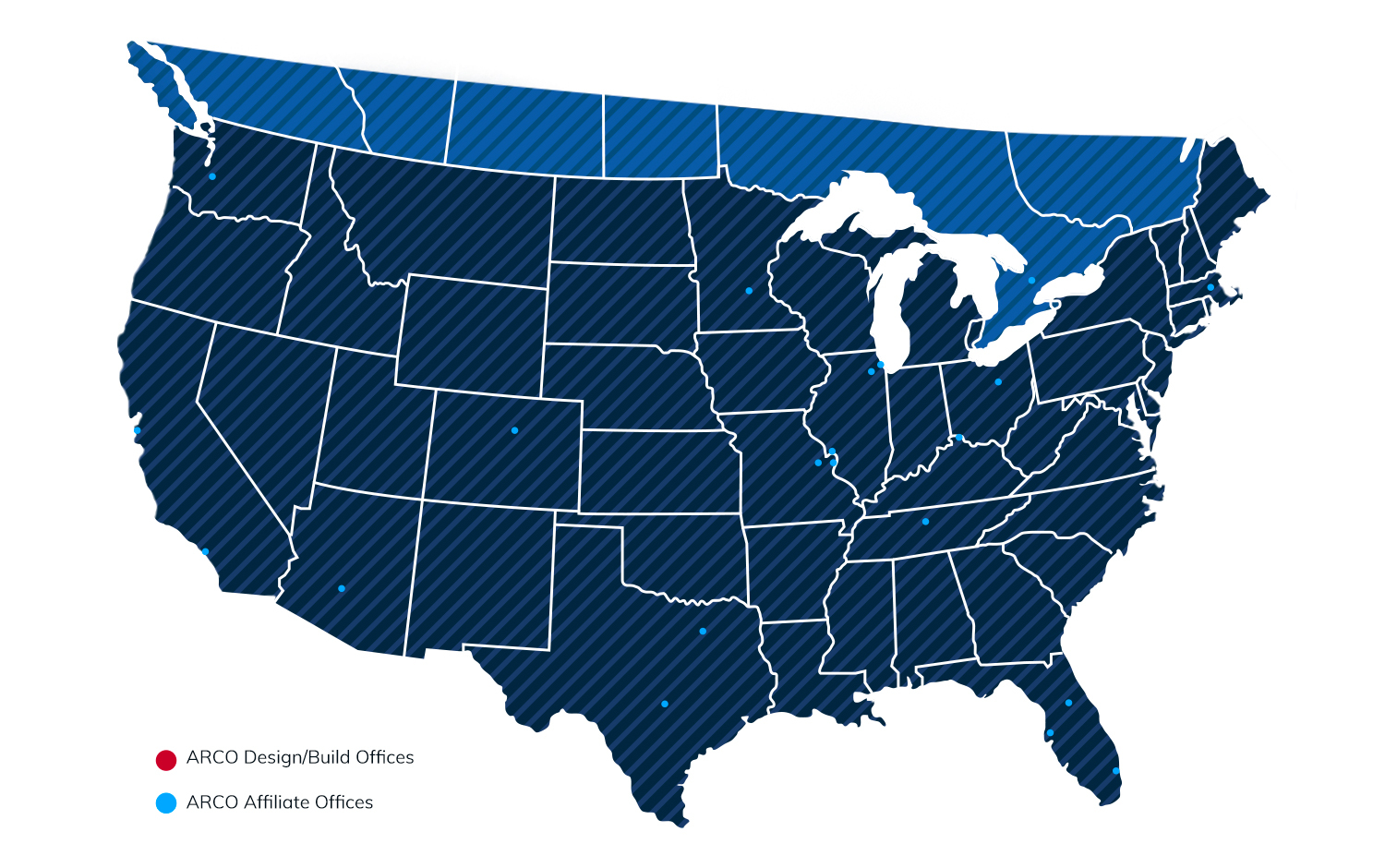 ARCO Design Build Contractor Locations Map United States and Canada | ARCO Design/Build