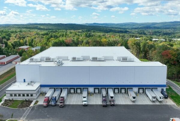 Aerial of New England Cold Storage Facility Construction project | design build company | ARCO DB | ARCO Design Build | ARCO Design/Build