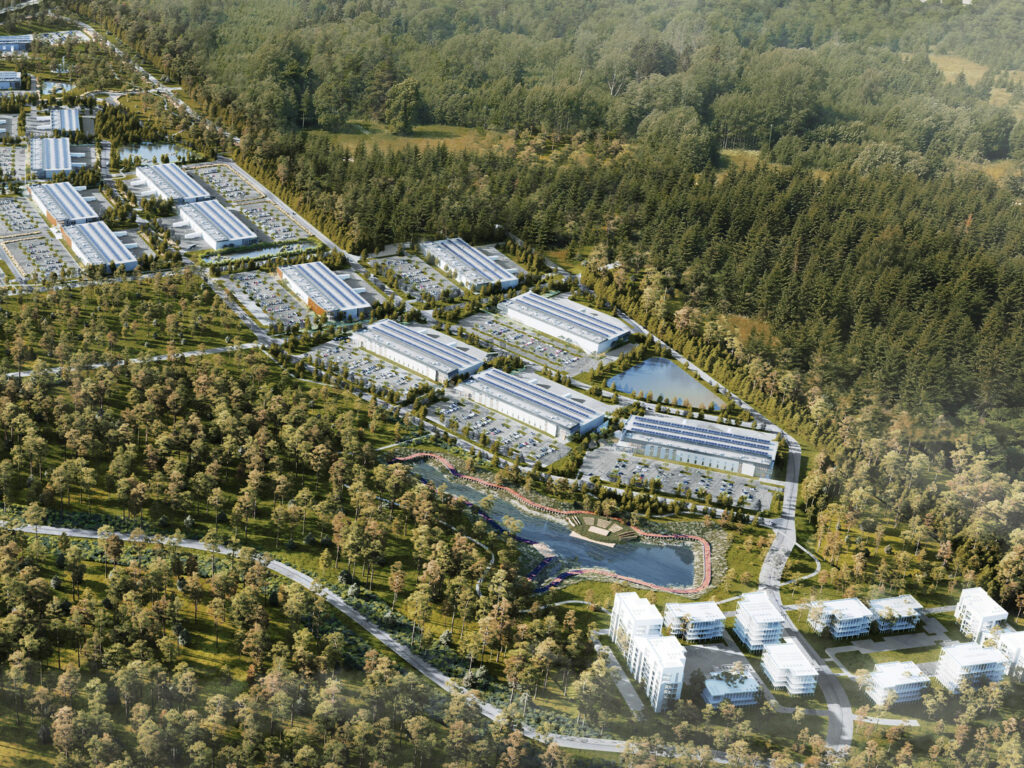 CaMP Helix aerial photo above buildings - Life Sciences and Advanced Manufacturing Facility Construction Project