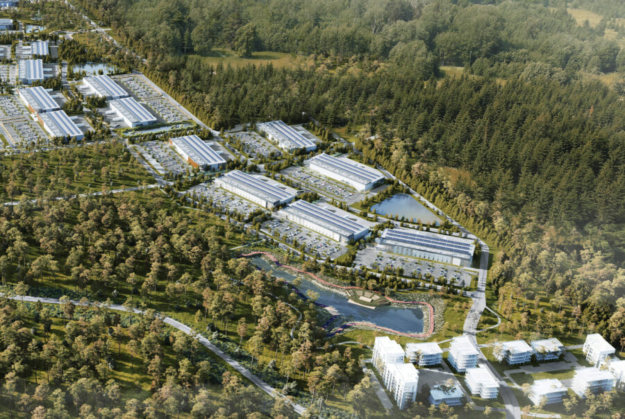 CaMP Helix aerial photo above buildings - Life Sciences and Advanced Manufacturing Facility Construction Project