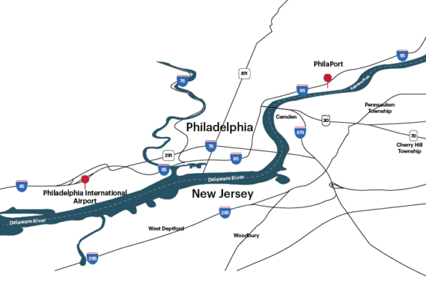 Map of greater Philadelphia, Pennsylvania