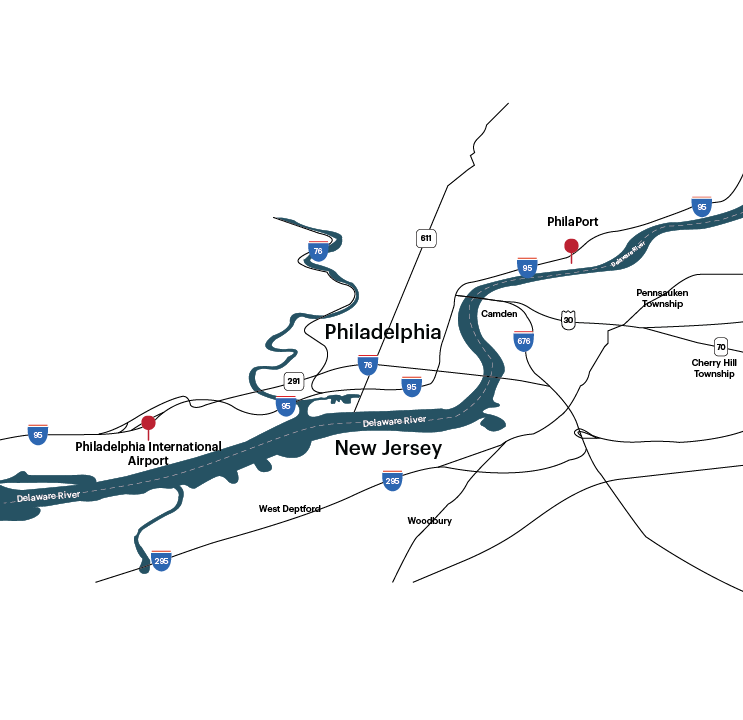 Map of greater Philadelphia, Pennsylvania