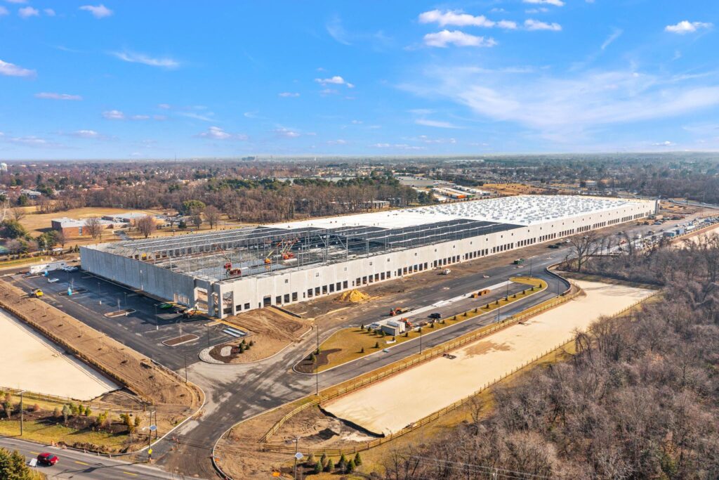 Aerial photo of a construction project outside of Philadelphia, Pennsylvania